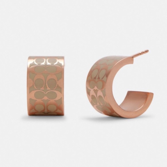 Authentic Coach Signature Huggie Earrings - Picture 1 of 3